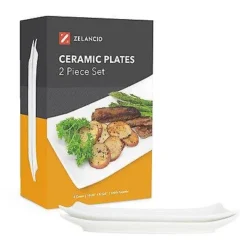 Zelancio HOME GOODS Ceramic Serving Plate For Lava Hot Stone Cooking Set, Set Of 2 Plates
