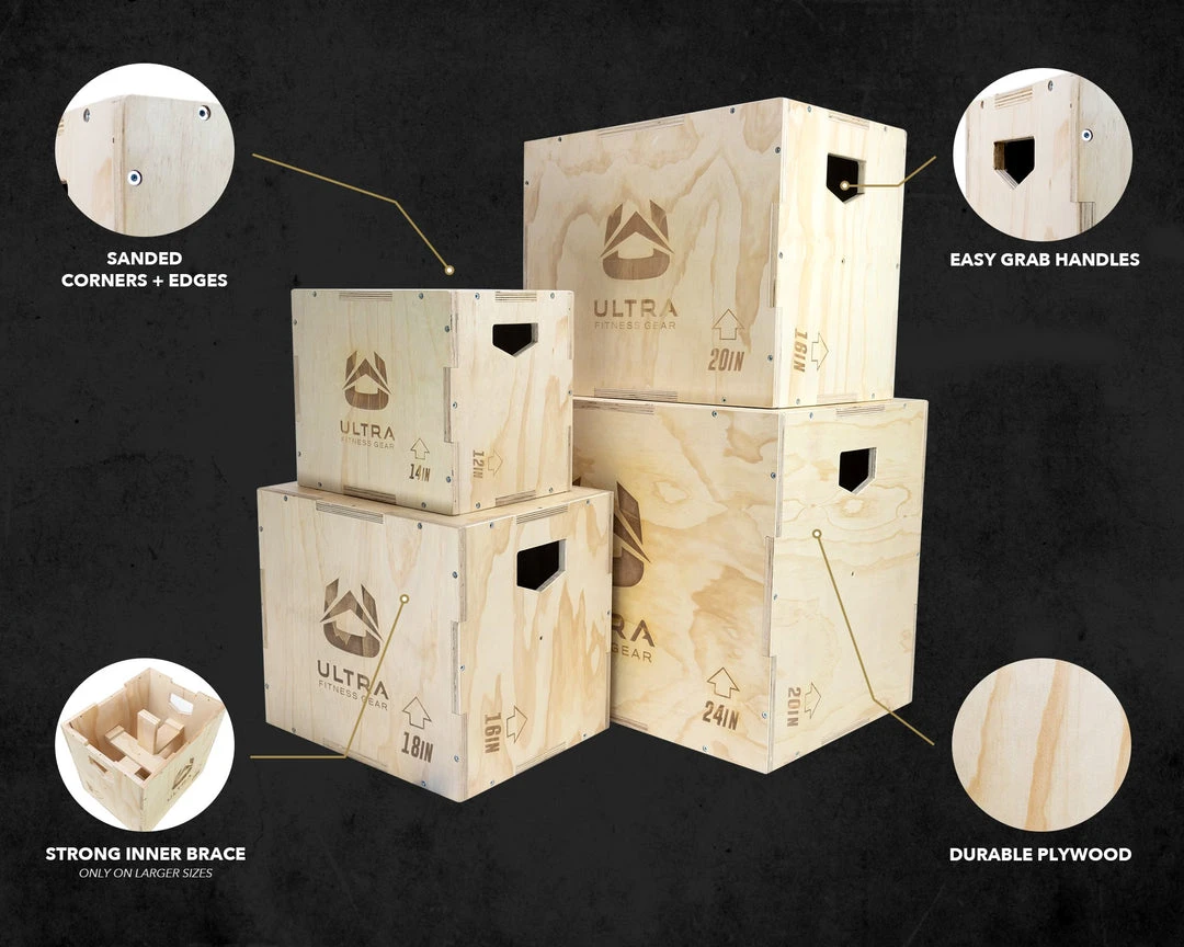 Ultra Fitness Gear 3 In 1 Wood Plyo Box For Jump, Crossfit, Plyometrics. Sizes: 30/24/20, 24/20/16, 20/18/16, Or 16/14/12 SPORTING GOODS 2 Ultra Fitness Gear 3 In 1 Wood Plyo Box For Jump, Crossfit, Plyometrics. Sizes: 30/24/20, 24/20/16, 20/18/16, Or 16/14/12 SPORTING GOODS