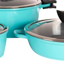 Zelancio 7 Piece Cast Aluminum Ceramic Coated Nonstick Cookware Set, Induction Base