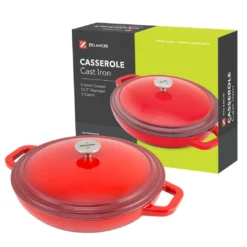 Zelancio HOME GOODS 3 Quart Enameled Cast Iron Casserole Dish With Lid