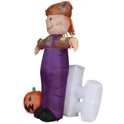 Holidayana HOME GOODS 6 Ft Festive Scarecrow With Jack O' Lantern Halloween Inflatable