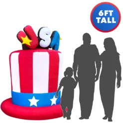 Holidayana 6ft Tall Fourth Of July USA Hat Yard Inflatable