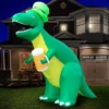 Holidayana Holiday Decorations 8ft Tall Saint Patrick's Day Leprechaun T-Rex Lawn Inflatable, Bright Lights, Built-in Fan, And Included Stakes And Ropes