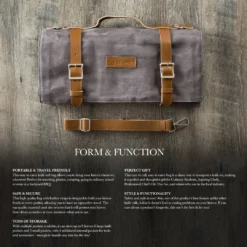 Zelancio Waxed Canvas Knife Roll Bag With 9 Knife Slots And 4 Pockets For Additional Tools And Accessories, Ultra Portable And Safe, Fits All Knife Sets