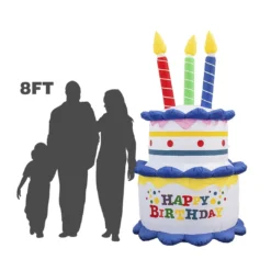 Holidayana HOME GOODS Inflatable Birthday Cake With Candles Party Decoration With Built-In Fan And LED Lights