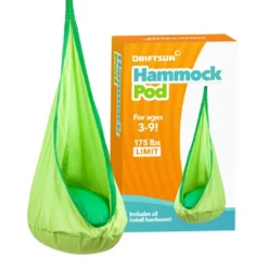 Driftsun Kids Indoor And Outdoor Hammock Pod Package, Green Trim