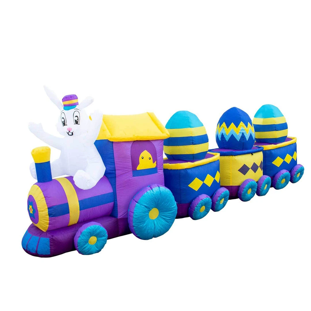 Holidayana Inflatable Easter Bunny Train Decoration With Engine And 3 Cars With Built-In Fan And LED Lights 2 Holidayana Inflatable Easter Bunny Train Decoration With Engine And 3 Cars With Built-In Fan And LED Lights