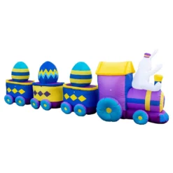 Holidayana Inflatable Easter Bunny Train Decoration With Engine And 3 Cars With Built-In Fan And LED Lights 8 Holidayana Inflatable Easter Bunny Train Decoration With Engine And 3 Cars With Built-In Fan And LED Lights