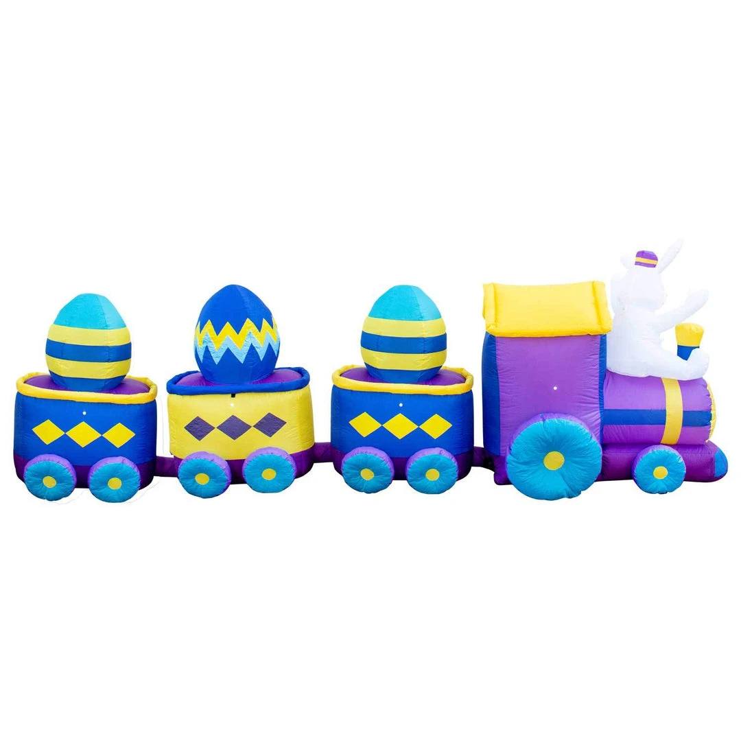 Holidayana Inflatable Easter Bunny Train Decoration With Engine And 3 Cars With Built-In Fan And LED Lights 5 Holidayana Inflatable Easter Bunny Train Decoration With Engine And 3 Cars With Built-In Fan And LED Lights