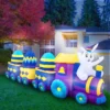 Holidayana Inflatable Easter Bunny Train Decoration With Engine And 3 Cars With Built-In Fan And LED Lights