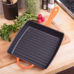 Zelancio 10 Inch Enameled Cast Iron Square Grill Pan