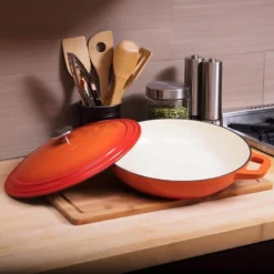 Zelancio HOME GOODS 3 Quart Enameled Cast Iron Casserole Dish With Lid