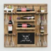 Atterstone Chalkboard Wine Rack Shelf With Stemware Slots: Holds 8 Glasses