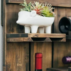 Atterstone Chalkboard Wine Rack Shelf With Stemware Slots: Holds 8 Glasses