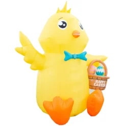 Holidayana Inflatable Easter Baby Chick With Easter Eggs Basket Decoration With Built-In Fan And LED Lights