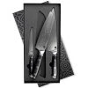 Zelancio HOME GOODS 3 Piece Damascus Knife Set VG-10 High Carbon Steel Core, Polished G-10 Handle