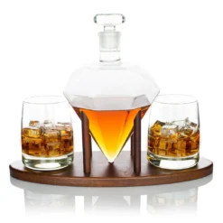 Atterstone Diamond Decanter Set With Whiskey Stones And Lowball Glasses