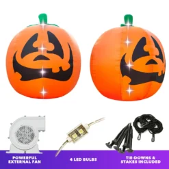 Holidayana Inflatable Halloween Pumpkin Decoration With Built-In Fan And LED Lights HOME GOODS