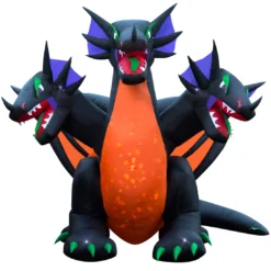 Holidayana 10 Ft Inflatable Halloween 3-Headed Dragon Yard Decoration