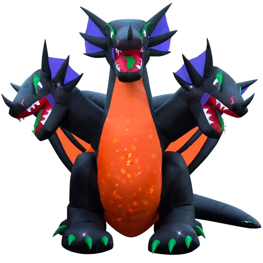 Holidayana 10 Ft Inflatable Halloween 3-Headed Dragon Yard Decoration