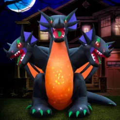 Holidayana 10 Ft Inflatable Halloween 3-Headed Dragon Yard Decoration