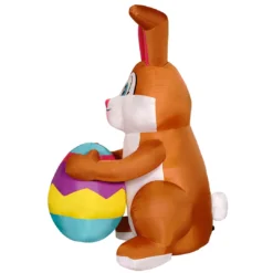 Holidayana LAWN & GARDEN DECOR 9ft Tall Easter Bunny With Egg Lawn Inflatable, Bright Lights, Built-in Fan, And Included Stakes And Ropes