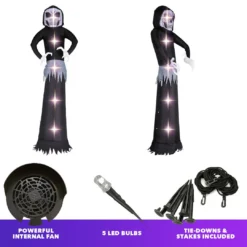 Holidayana HOME GOODS 9 Ft Black Reaper Ghost Halloween Inflatable