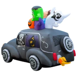 Holidayana Lawn Inflatables 5.5 Ft Inflatable Halloween Monster Hearse Yard Decoration