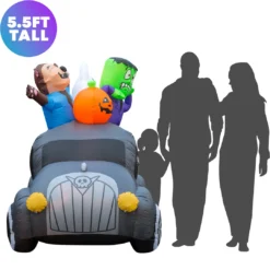 Holidayana Lawn Inflatables 5.5 Ft Inflatable Halloween Monster Hearse Yard Decoration