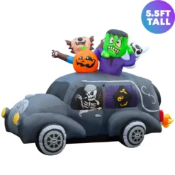 Holidayana Lawn Inflatables 5.5 Ft Inflatable Halloween Monster Hearse Yard Decoration