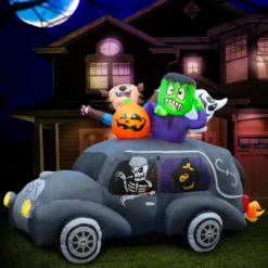Holidayana Lawn Inflatables 5.5 Ft Inflatable Halloween Monster Hearse Yard Decoration