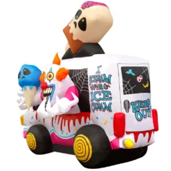 Holidayana 8 Ft Inflatable Halloween Clown Ice Cream Truck Yard Decoration