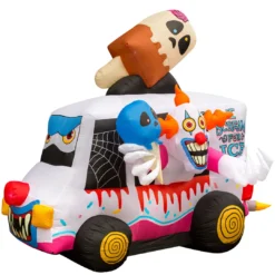 Holidayana 8 Ft Inflatable Halloween Clown Ice Cream Truck Yard Decoration