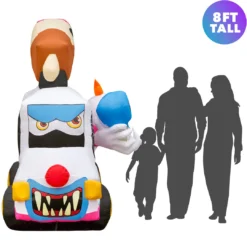 Holidayana 8 Ft Inflatable Halloween Clown Ice Cream Truck Yard Decoration