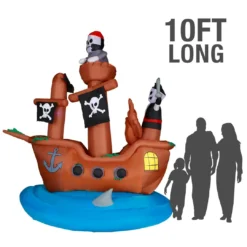 Holidayana HOME GOODS 10 Ft Wide Haunted Pirate Ship Halloween Inflatable