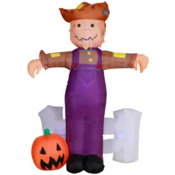 Holidayana HOME GOODS 6 Ft Festive Scarecrow With Jack O' Lantern Halloween Inflatable