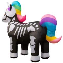 Holidayana 8 Ft Inflatable Halloween Skeleton Unicorn Yard Decoration
