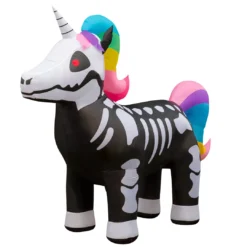 Holidayana 8 Ft Inflatable Halloween Skeleton Unicorn Yard Decoration