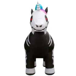 Holidayana 8 Ft Inflatable Halloween Skeleton Unicorn Yard Decoration