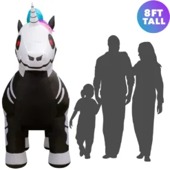 Holidayana 8 Ft Inflatable Halloween Skeleton Unicorn Yard Decoration