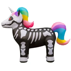 Holidayana 8 Ft Inflatable Halloween Skeleton Unicorn Yard Decoration