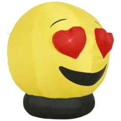 Holidayana HOME GOODS 4.5 Ft Heart Eyes Emoji Inflatable Yard Decoration With Built-in Bulbs, Tie-Downs, And Fan