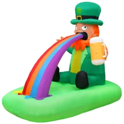 Holidayana Holiday Decorations 6ft Tall Saint Patrick's Day Puking Leprechaun Lawn Inflatable, Bright Lights, Built-in Fan, And Included Stakes And Ropes