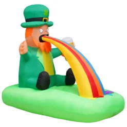 Holidayana Holiday Decorations 6ft Tall Saint Patrick's Day Puking Leprechaun Lawn Inflatable, Bright Lights, Built-in Fan, And Included Stakes And Ropes