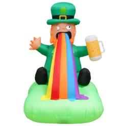 Holidayana Holiday Decorations 6ft Tall Saint Patrick's Day Puking Leprechaun Lawn Inflatable, Bright Lights, Built-in Fan, And Included Stakes And Ropes