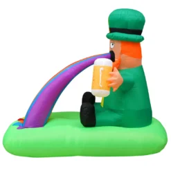 Holidayana Holiday Decorations 6ft Tall Saint Patrick's Day Puking Leprechaun Lawn Inflatable, Bright Lights, Built-in Fan, And Included Stakes And Ropes