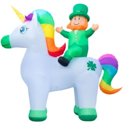 Holidayana 9ft Tall Saint Patrick's Day Leprechaun Riding Unicorn Lawn Inflatable, Bright Lights, Built-in Fan, And Included Stakes And Ropes Holiday Decorations 13 Holidayana 9ft Tall Saint Patrick's Day Leprechaun Riding Unicorn Lawn Inflatable, Bright Lights, Built-in Fan, And Included Stakes And Ropes Holiday Decorations