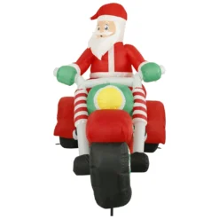 Holidayana HOME GOODS 8 Ft Inflatable Christmas Santa On A Motorcycle Outdoor Decoration With LED Lights, Fan, And Stakes