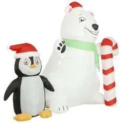 Holidayana HOME GOODS 8 Ft Inflatable Christmas Polar Bear Outdoor Decoration With LED Lights, Fan, And Stakes