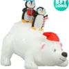 Holidayana 8 Ft Inflatable Christmas Penguins On Polar Bear Outdoor Decoration With LED Lights, Fan, And Stakes